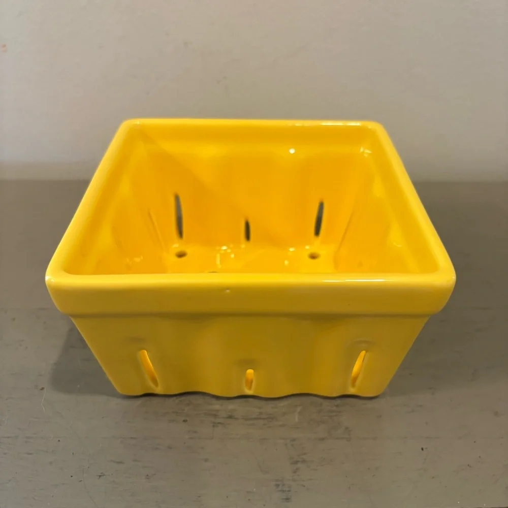 Crate&Barrel Yellow Ceramic Berry Basket